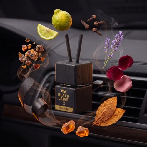 Ароматизатор для автомобіля Vitol Black Label Leather Resin X 8мл (V2304010)