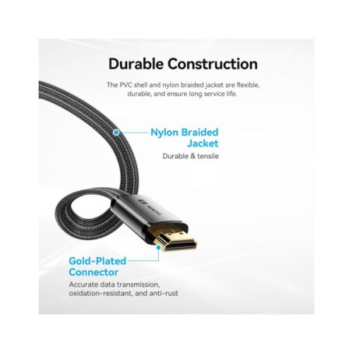 Кабель мультимедійний HDMI M to HDMI M 2.0m V2.1 8K60Hz flat Vention (ALKBH)