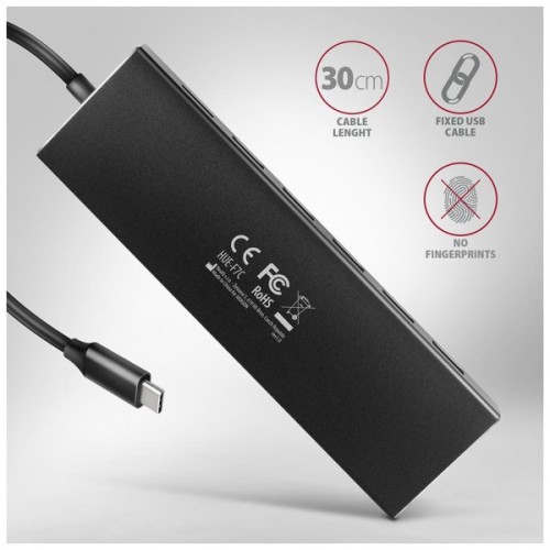 Концентратор AXAGON USB-C to 7xUSB 3.0 black (HUE-F7C)