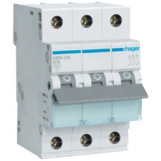 Автоматичний вимикач Hager 3-п. B 16A (6kA) 3M (B) (MBN316)