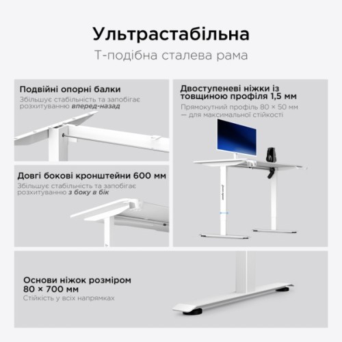 Комп'ютерний стіл Anda Seat Xtreme E White (AD-D-DD1-1400-06-W)