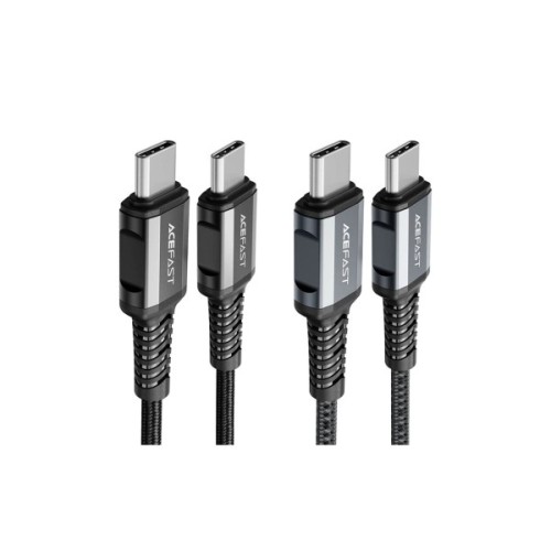 Дата кабель USB-C to USB-C 1.2m 3A nylon black Acefast (6974316280521)