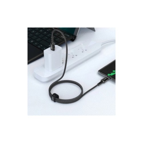 Дата кабель USB-C to USB-C 1.2m 3A nylon black Acefast (6974316280521)