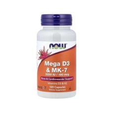 Вітамінно-мінеральний комплекс Now Foods Вітамін D3 та MK-7, Mega D3 & MK-7, 120 капсул (NF0386)