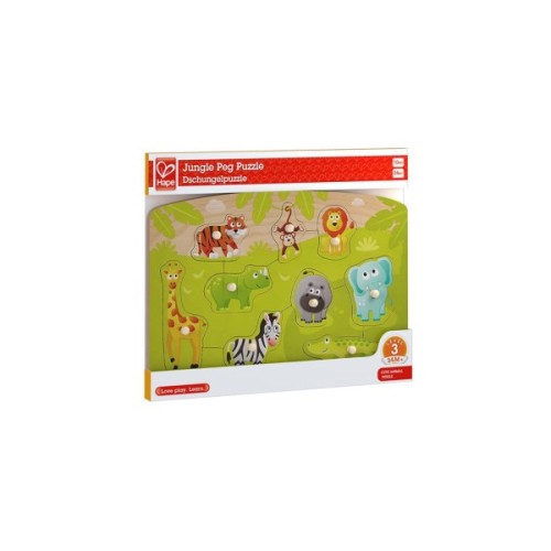 Розвиваюча іграшка Hape дерев'яна рамка-вкладиш Звірята з джунглів (E1405)