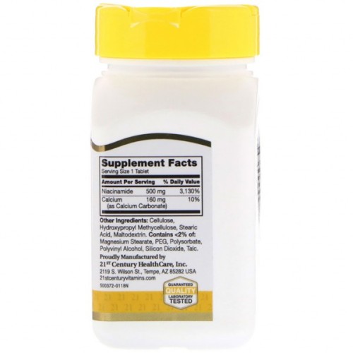 Вітамін 21st Century Ніацинамід, 500 мг, 110 таблеток (CEN22550)