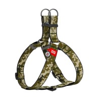 Шлея для собак WAUDOG Nylon з QR паспортом "Мілітарі" пластиковий фастекс XL (324-4026)