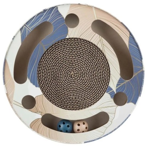 Дряпка (кігтеточка) для котів Trixie картонна з м'ячиками та м'ятою 33×5.5 см (синя) (4011905480046)