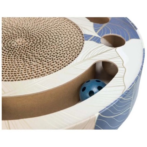 Дряпка (кігтеточка) для котів Trixie картонна з м'ячиками та м'ятою 33×5.5 см (синя) (4011905480046)