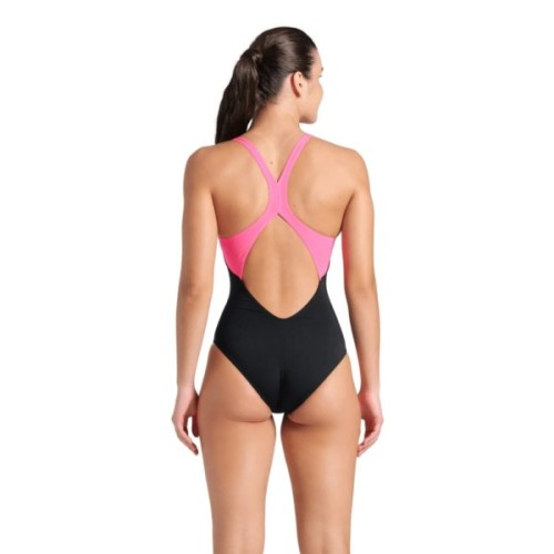 Купальник Arena Dreamhline Swimsuit V Back 008328-500 чорний, фіолетовий, бірюзовій 40 (3468337427964)