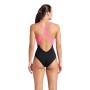 Купальник Arena Dreamhline Swimsuit V Back 008328-500 чорний, фіолетовий, бірюзовій 40 (3468337427964)
