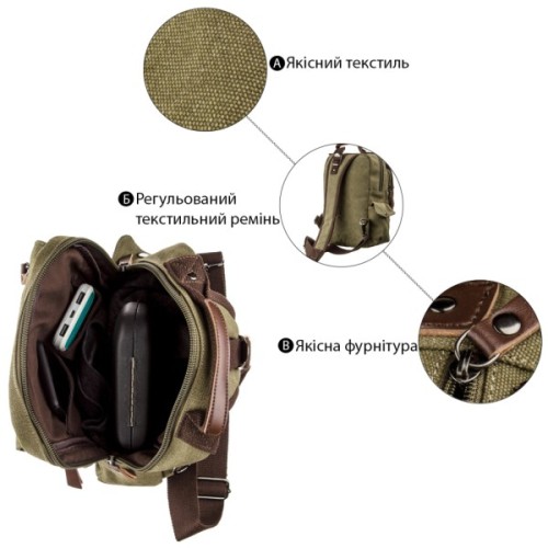 Сумка Vintage На одне плече Оливкова (20141)