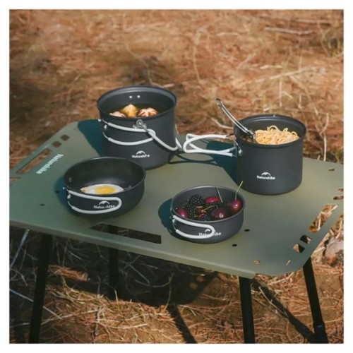 Набір туристичного посуду Naturehike NH18T018-G, алюміній, 2 каструлі, 2 кришки (6927595785515)