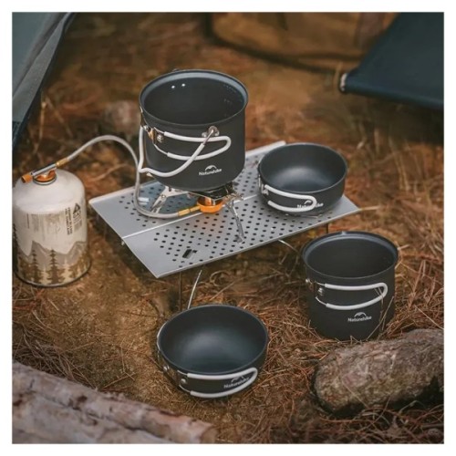 Набір туристичного посуду Naturehike NH18T018-G, алюміній, 2 каструлі, 2 кришки (6927595785515)