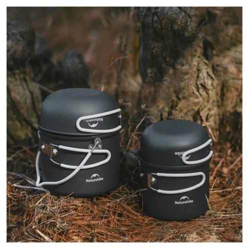 Набір туристичного посуду Naturehike NH18T018-G, алюміній, 2 каструлі, 2 кришки (6927595785515)