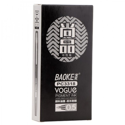 Ручка гелева Baoke Vogue 0.5 мм, чорна (PEN-BAO-PC3318-B)
