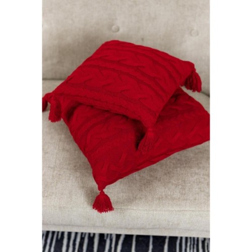 Наволочка Прованс декоративна в'язана Hit Kosa червона 45х45 (031668)