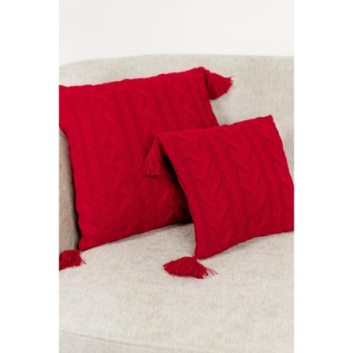 Наволочка Прованс декоративна в'язана Hit Kosa червона 45х45 (031668)