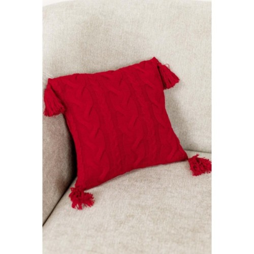 Наволочка Прованс декоративна в'язана Hit Kosa червона 45х45 (031668)