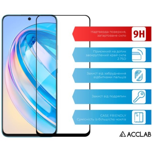 Скло захисне ACCLAB Full Glue Honor X8A Black (1283126591204)