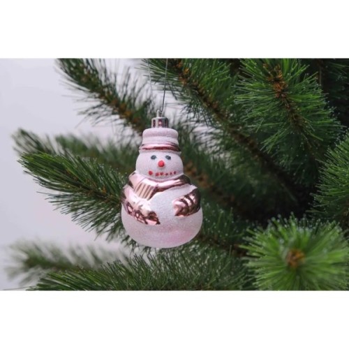 Ялинкова іграшка Chomik Сніговик 2 шт 8 см білий з рожевим (5900779839243)