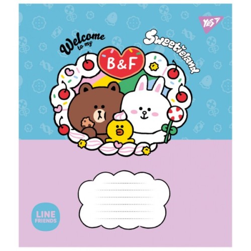 Зошит Yes Line Friends. Sweetieland 12 аркушів лінія (766949)