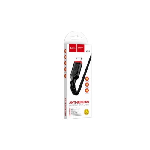 Дата кабель USB 2.0 AM to USB-C 1.0m 3A nylon X59 black HOCO (6931474744920)