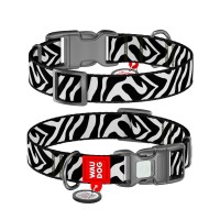 Нашийник для тварин WAUDOG Nylon з QR адресником "Зебра" пластиковий фастекс L (282-0055)