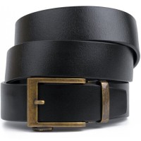 Ремінь Vintage З натуральної шкіри з ретро латунною пряжкою Чорний (20215)