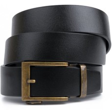 Ремінь Vintage З натуральної шкіри з ретро латунною пряжкою Чорний (20215)