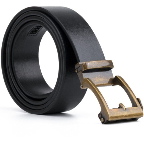 Ремінь Vintage З натуральної шкіри з ретро латунною пряжкою Чорний (20215)