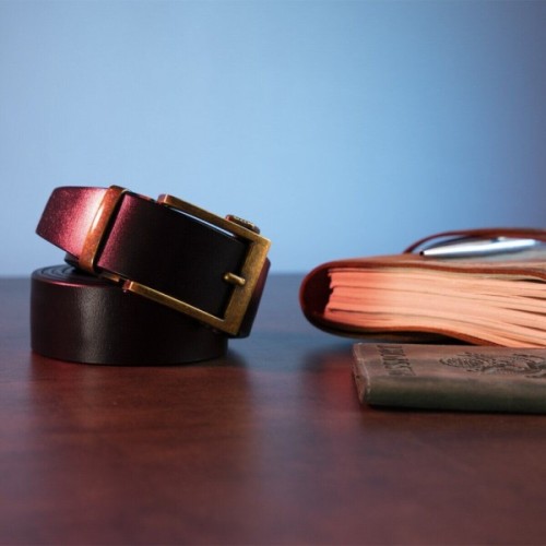 Ремінь Vintage З натуральної шкіри з ретро латунною пряжкою Чорний (20215)