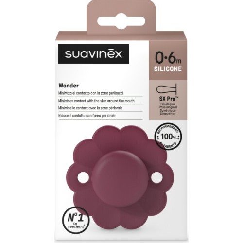 Пустушка Suavinex Wonder фізіологічна, 0-6 міс. бордова (308376)