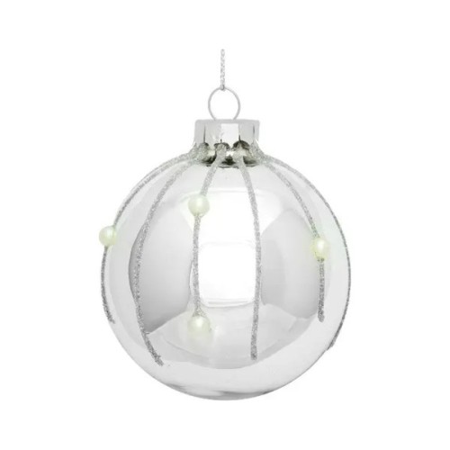 Ялинкова іграшка House Of Seasons Скляні кульки 3 шт D7 см Срібні (8718861801569)