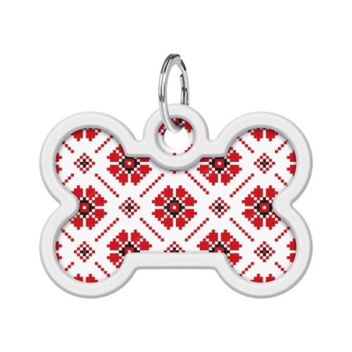 Адресник для тварин WAUDOG Smart ID з QR паспортом "Вишиванка", кістка 40х28 мм (231-4033)