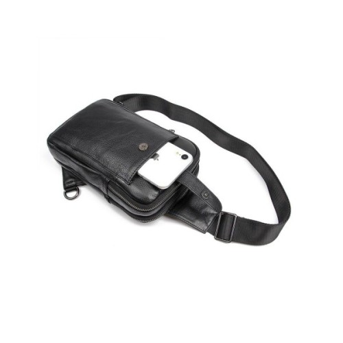 Сумка Vintage Шкіряна в зернистій шкірі через плече Чорна (14950)