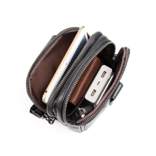 Сумка Vintage Шкіряна в зернистій шкірі через плече Чорна (14950)