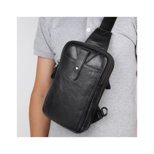 Сумка Vintage Шкіряна в зернистій шкірі через плече Чорна (14950)