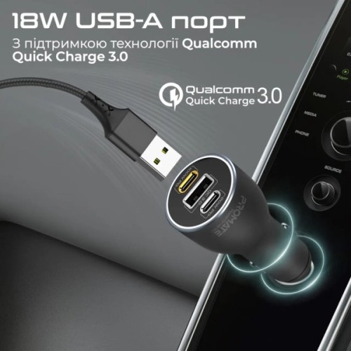 Зарядний пристрій Promate 2xUSB-C + USB-A (powerdrive-120.black)