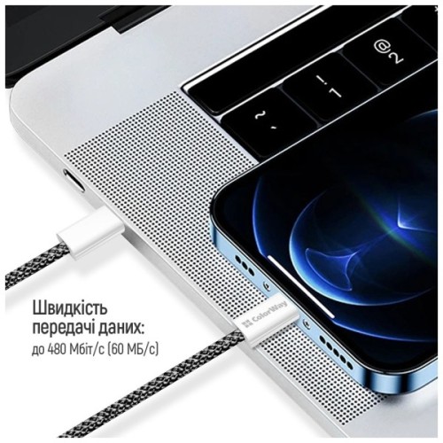 Дата кабель USB-C to USB-C 1.0m 60W 3.0А black ColorWay (CW-CBPDCC061-BK)