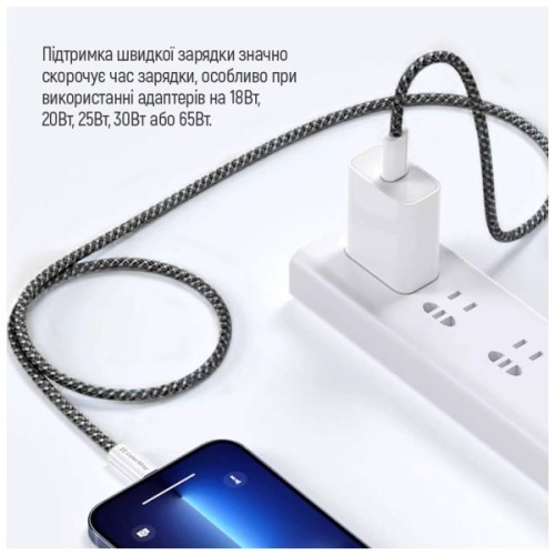 Дата кабель USB-C to USB-C 1.0m 60W 3.0А black ColorWay (CW-CBPDCC061-BK)