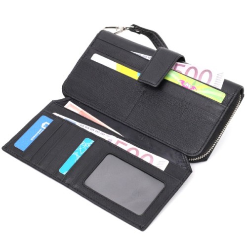 Гаманець ST Leather З натуральної шкіри Чорний (19432)