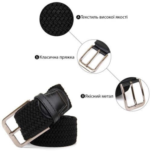 Ремінь Vintage Текстильний Чорний (20521)