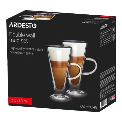 Набір чашок Ardesto BHR 230 мл 2 шт прозорий (AR2623BHR)