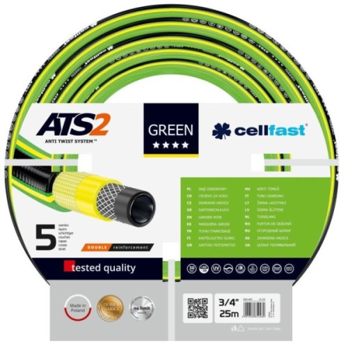 Шланг для поливу Cellfast GREEN ATS, 3/4", 25м, 5 шарів, до 30 Бар, -20…+60°C (15-120)