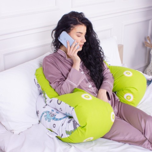 Подушка MirSon для вагітних і відпочинку Naturale Line Print №8009 U-подібна Dinosaur robot (2200006178286)