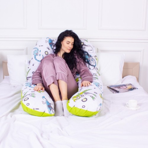 Подушка MirSon для вагітних і відпочинку Naturale Line Print №8009 U-подібна Dinosaur robot (2200006178286)