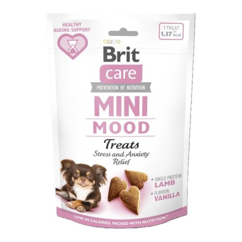 Ласощі для собак Brit Care Mini Treats Mood для малих порід проти стресу ягня, ваніль 50 г (8595602578542)