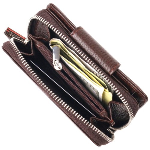 Портмоне Canpellini З натуральної шкіри флотар Коричневе (21600)