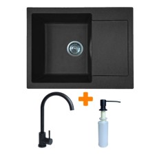 Мийка кухонна Adamant Minimal чорний + змішувач + дозатор (1824296902303)